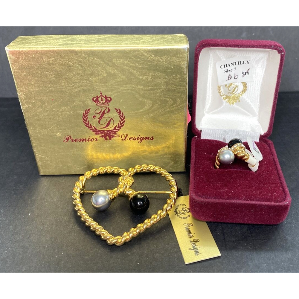Premier Designs Jewelry "Twister" Ring & Brooch Set New SKU PD22